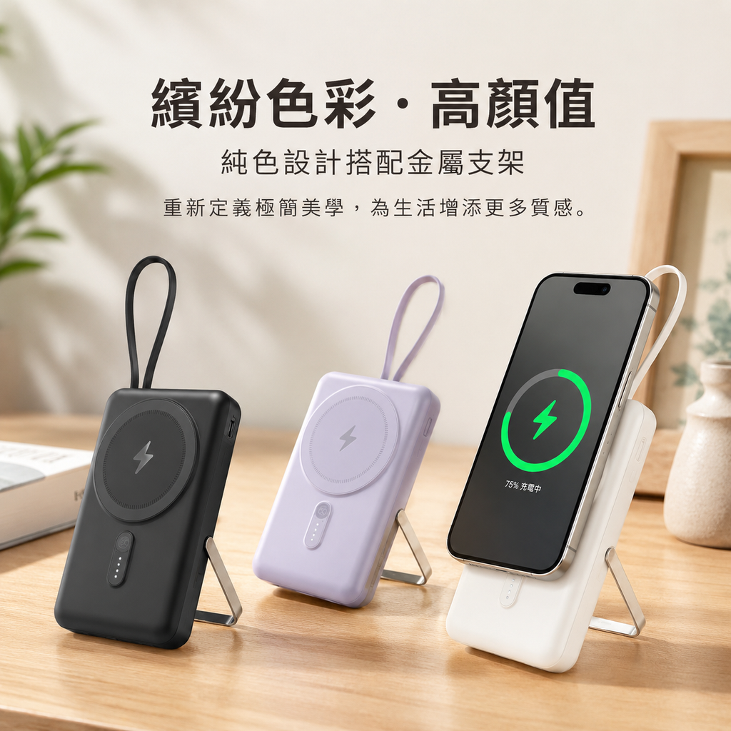 Qi2.2行動電源 半固態磁吸無線快充