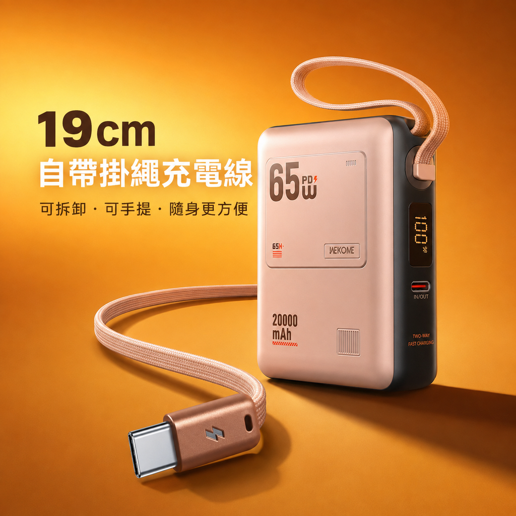 WEKOME WP-117 65W 自帶線快充行動電源